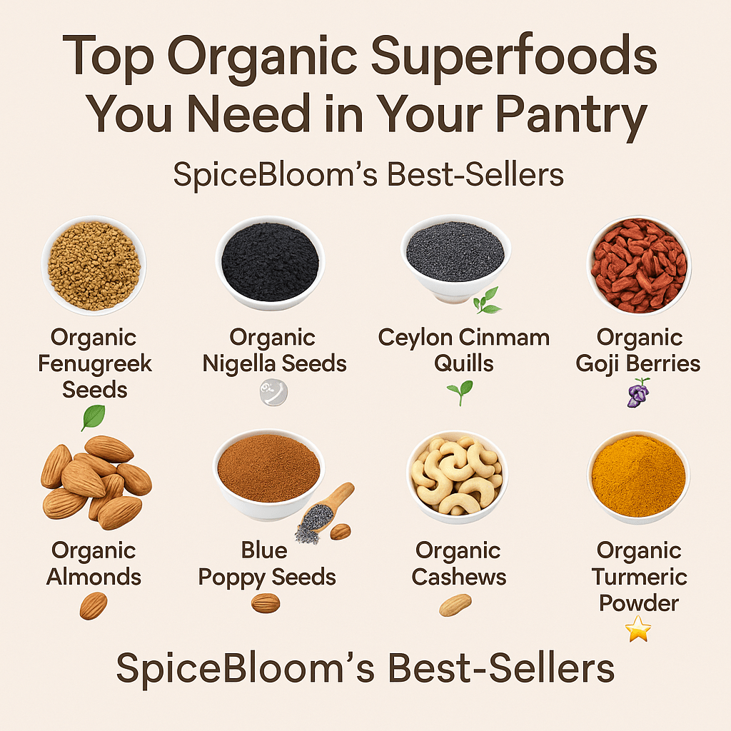 Top Organic Superfoods You Need in Your Pantry: SpiceBloom’s Best-Sellers - Spice Bloom