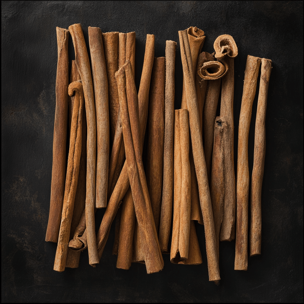 SpiceBloom certified-organic cassia cinnamon quills from India for curries, chai, rice dishes, baking, stews and spiced drinks.