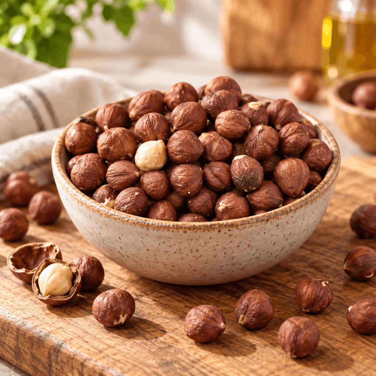 SpiceBloom Certified Organic hazelnuts from Turkey for snacking, baking, muesli, desserts and homemade nut mixes.