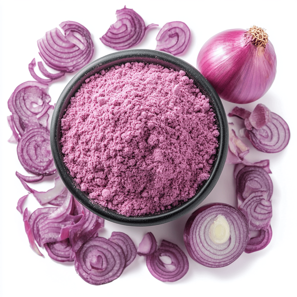 A close-up of SpiceBloom's premium Organic Onion Powder, showing a finely ground, aromatic seasoning that adds instant savoury depth to weeknight meals.