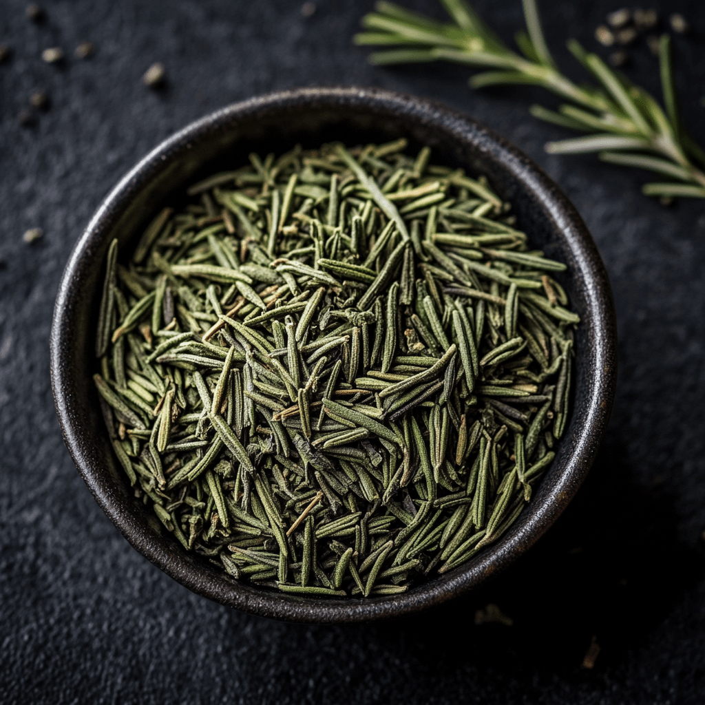 SpiceBloom premium dried rosemary leaves with a piney aromatic flavour for roast potatoes, lamb, poultry, breads, marinades and vegetables.