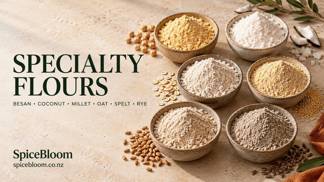 Specialty Flours NZ: Besan, Coconut, Millet, Oat, Spelt & Rye Compared - Spice Bloom