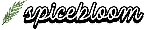 SpiceBloom logo featuring a green herb leaf and stylized brand name, representing a trusted New Zealand spice and natural products store