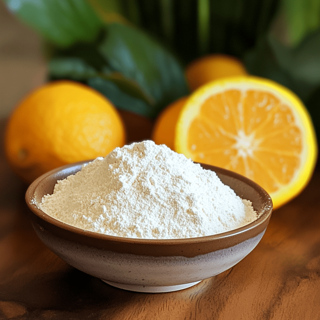 SpiceBloom pure food-grade ascorbic acid vitamin C powder from China in a fine white crystalline form.