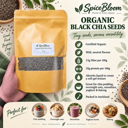 Organic Black Chia Seeds | Best Price in NZ | SpiceBloom - Spice Bloom