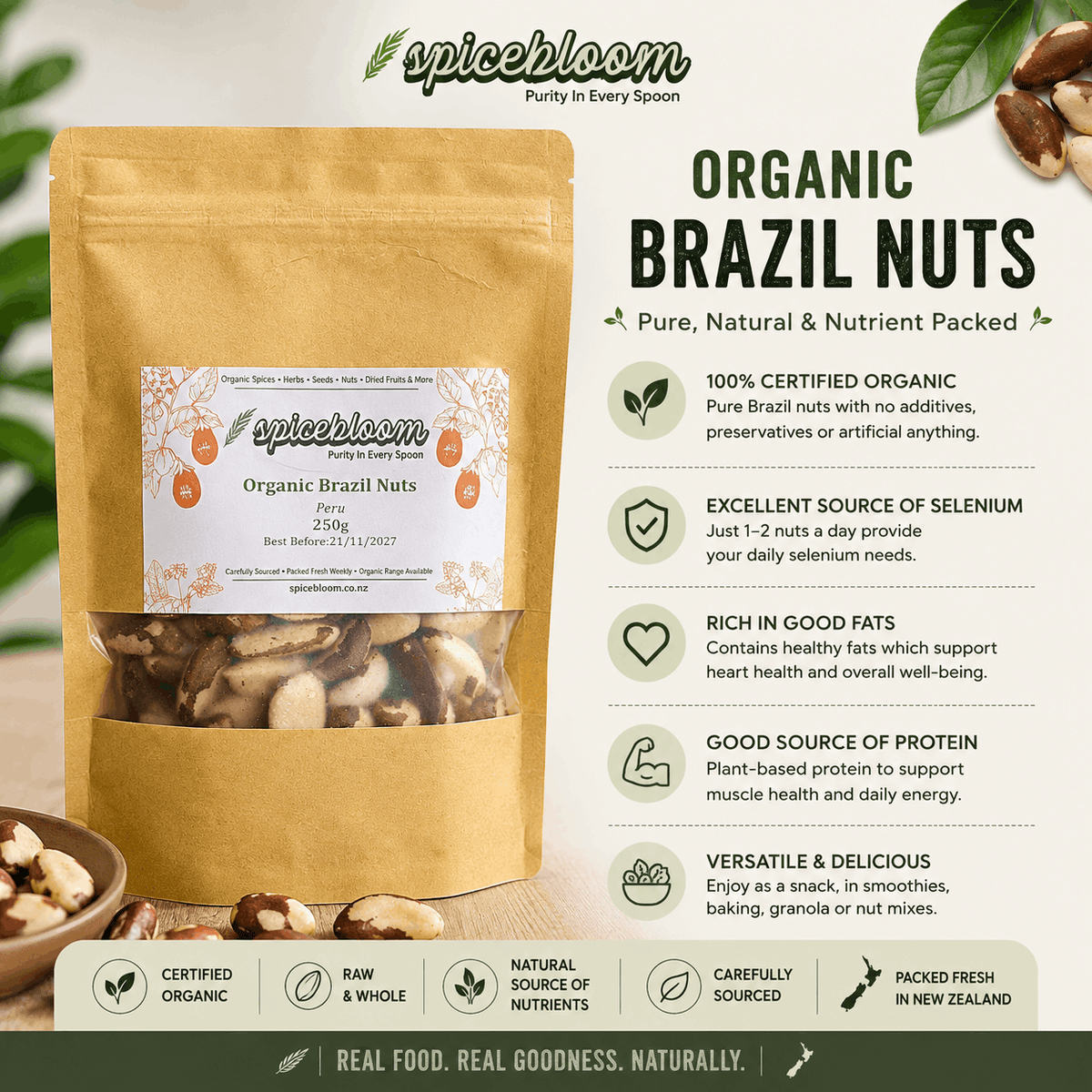 Organic Brazil Nuts from Peru | SpiceBloom NZ - Spice Bloom