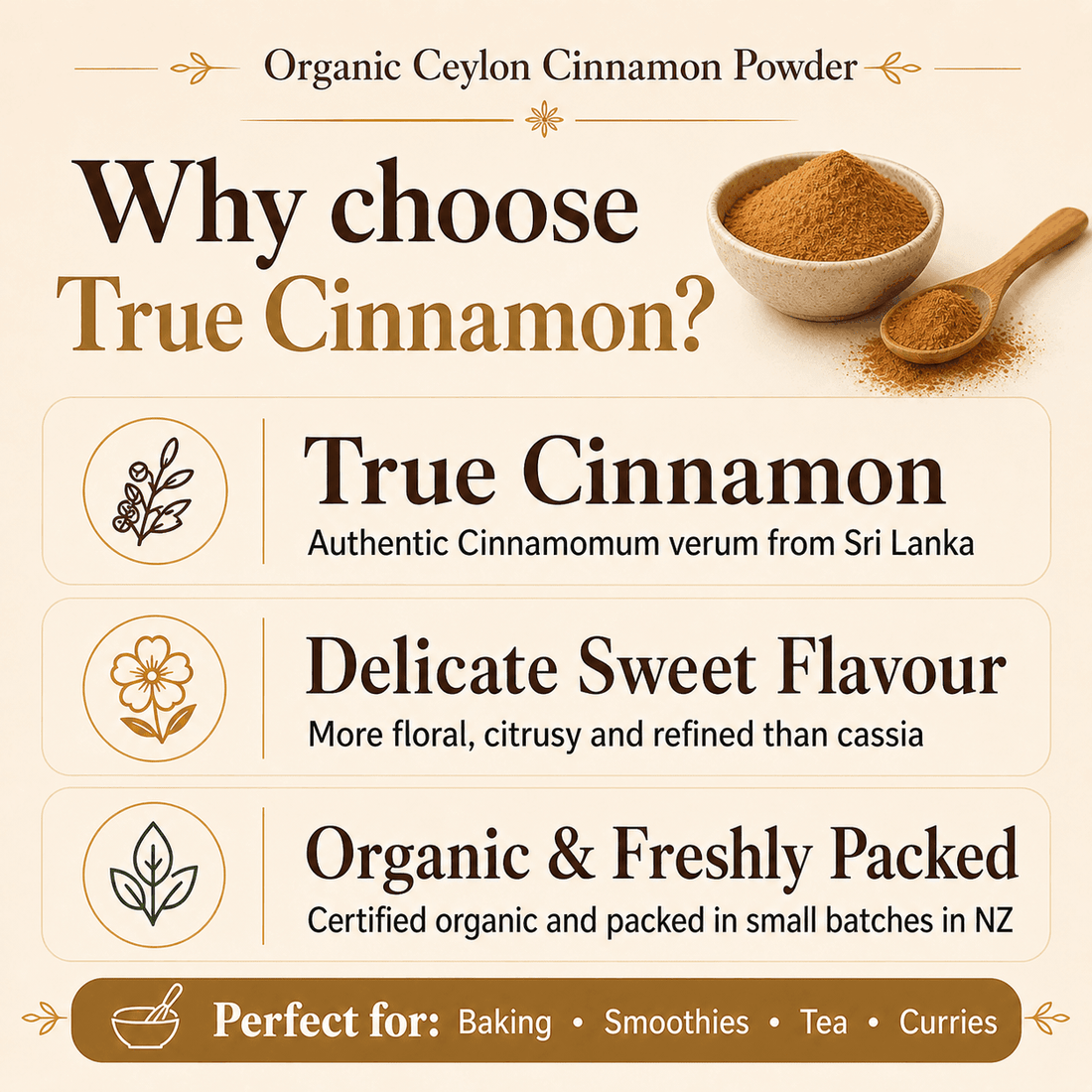 Organic Ceylon Cinnamon Powder NZ | Certified True Cinnamon ...