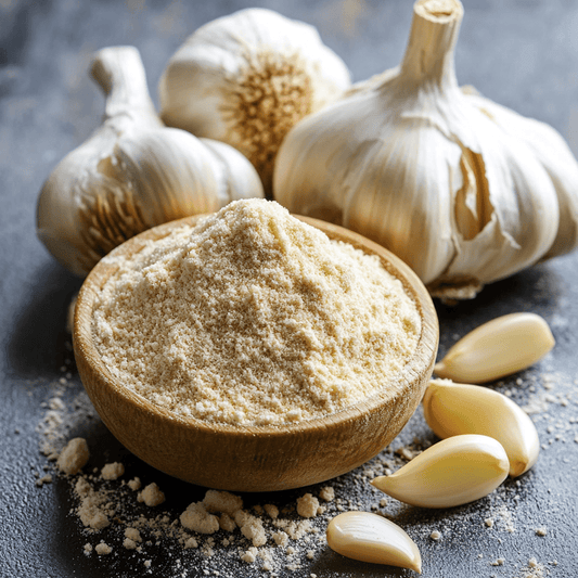 SpiceBloom certified-organic garlic powder from Gujarat, India, for curries, soups, marinades, garlic butter, roasted vegetables and spice blends.