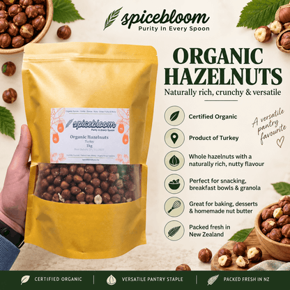 Organic Hazelnuts – Certified Organic | Turkey | SpiceBloom NZ - Spice Bloom