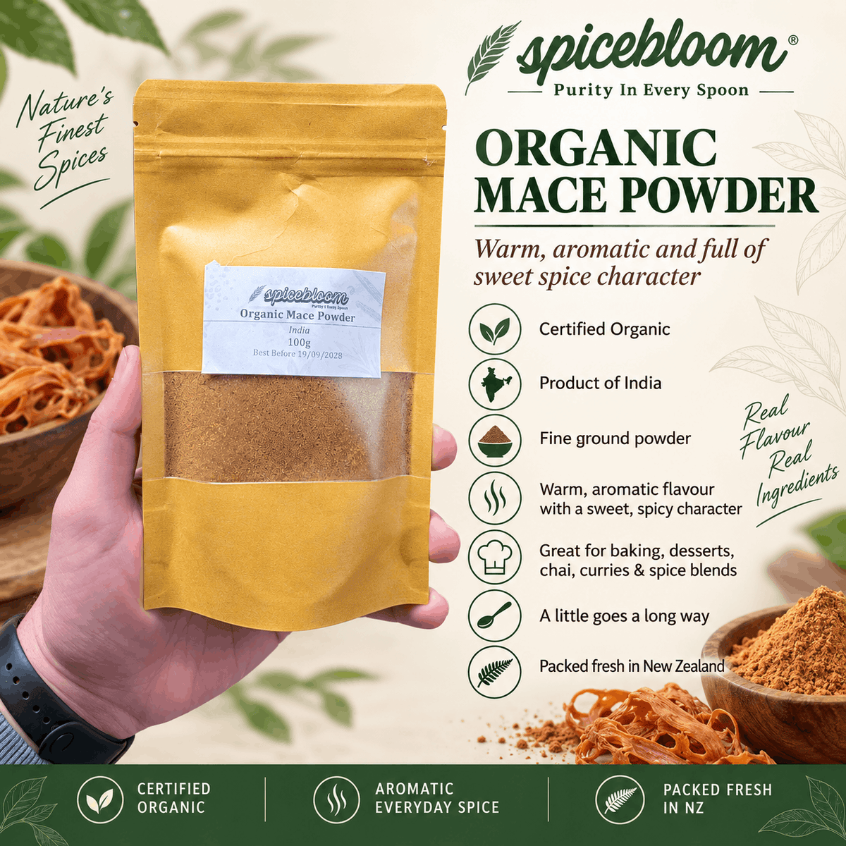 Organic Mace Powder – Warm, Sweet & Aromatic Spice | SpiceBloom NZ - Spice Bloom