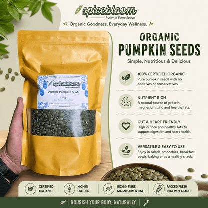 Organic Pumpkin Seeds – Crunchy & Versatile | SpiceBloom NZ - Spice Bloom