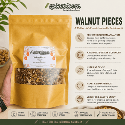 Walnut Pieces – California’s Fresh, Buttery & Naturally Crunchy Nuts | SpiceBloom - Spice Bloom